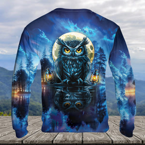Owl In Dark Night Fantasy Art All Over Print Shirt