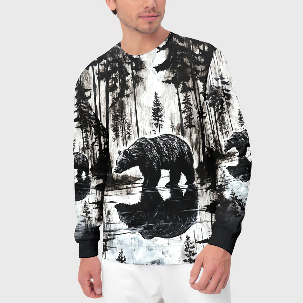 Bear Black And White Art All Over Print Shirt