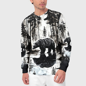Bear Black And White Art All Over Print Shirt