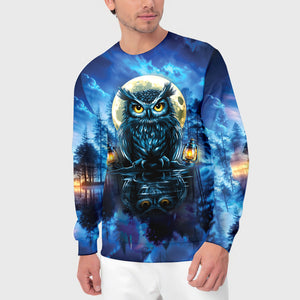Owl In Dark Night Fantasy Art All Over Print Shirt