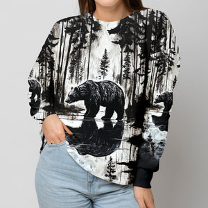 Bear Black And White Art All Over Print Shirt
