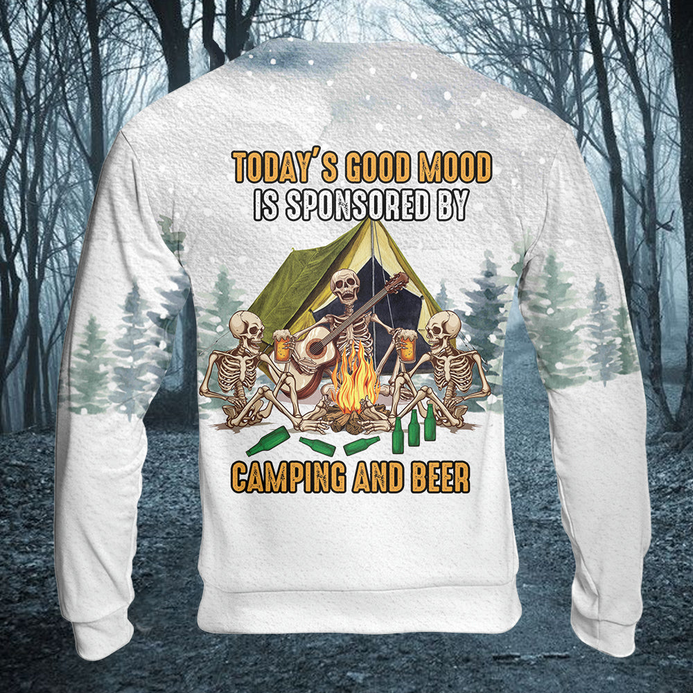 Today's Good Mood Is Sponsored By Camping and Beer All Over Print Shirt