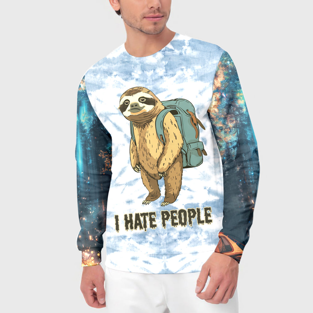 Camping Lazy Sloth I Hate People All Over Print Shirt