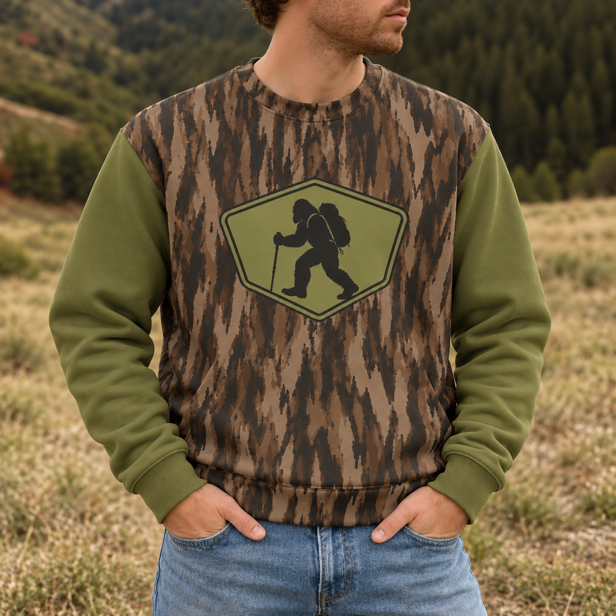 Bigfoot Hiking Funny Camo All Over Print