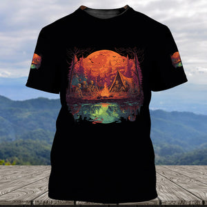 Upside-Down Haunted Camping All Over Print Shirt