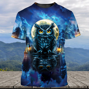 Owl In Dark Night Fantasy Art All Over Print Shirt