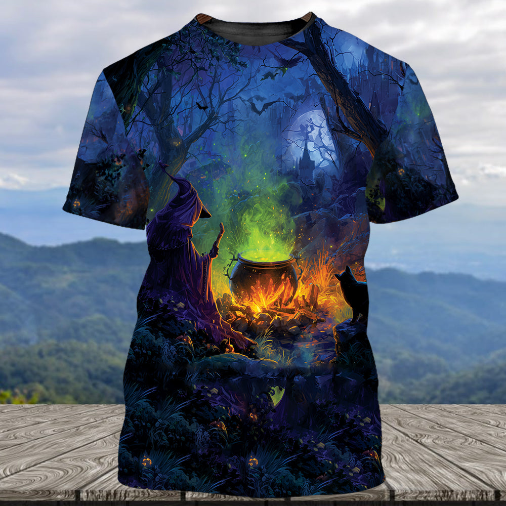 Witch’s Campfire Cauldron  All Over Print Shirt