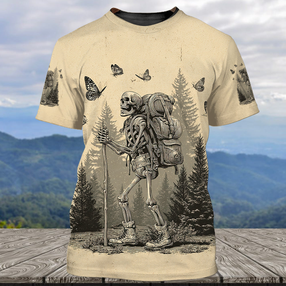 Skeleton Wanderer Vintage Hiking All Over Print Shirt