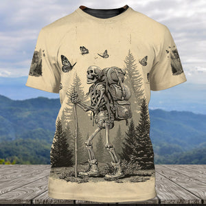 Skeleton Wanderer Vintage Hiking All Over Print Shirt