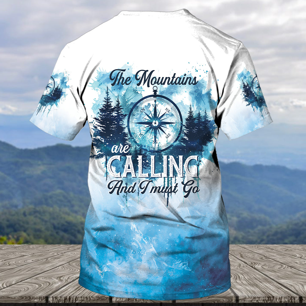 Compass The Mountains Are Calling And I Must Go All Over Print Shirt