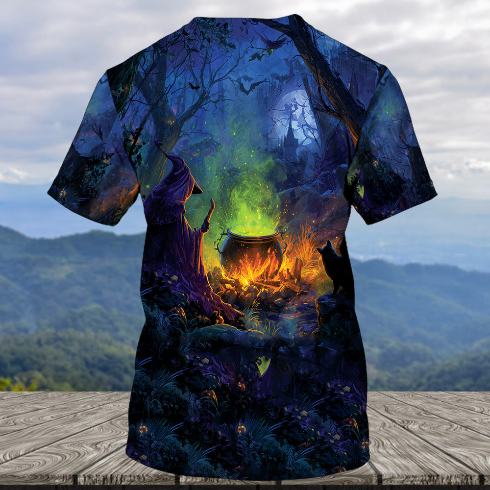 Witch’s Campfire Cauldron  All Over Print Shirt