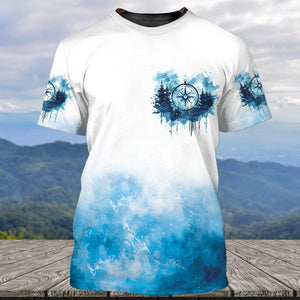 Compass The Mountains Are Calling And I Must Go All Over Print Shirt