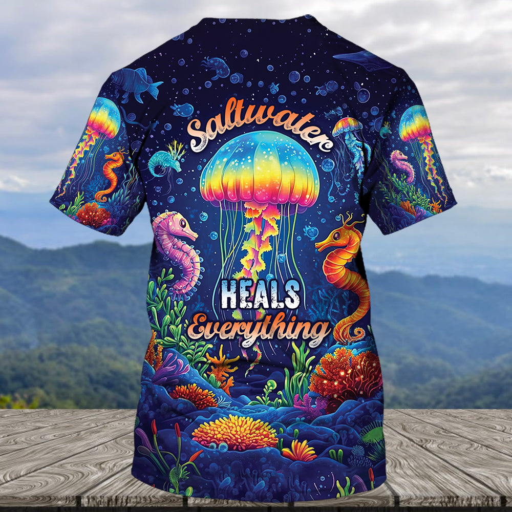 Saltwater Heals Everything Jellyfish All Over Print Shirt