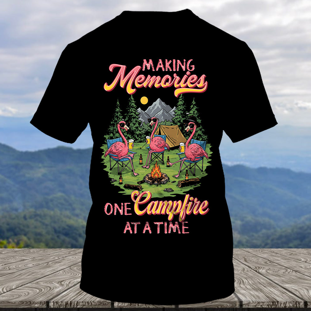 Funny Flamingo Making Memories Campfire All Over Print Shirt