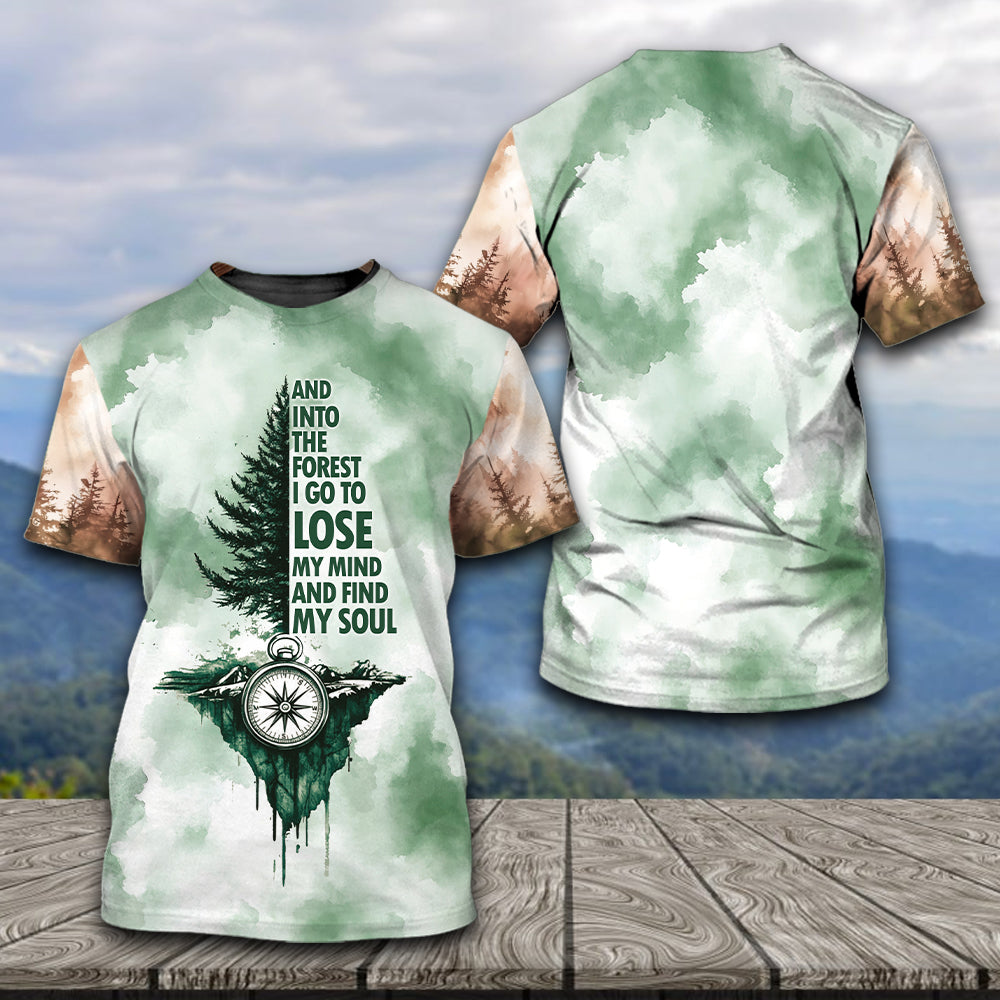 Into The Forest I Go Green Compass All Over Print Shirt