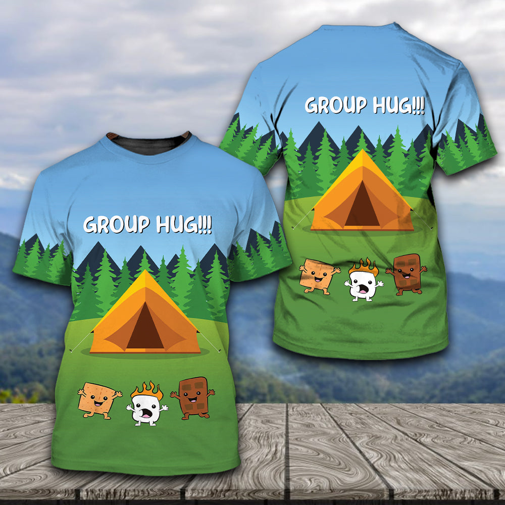 Funny Group Hugs Camping All Over Print Shirt