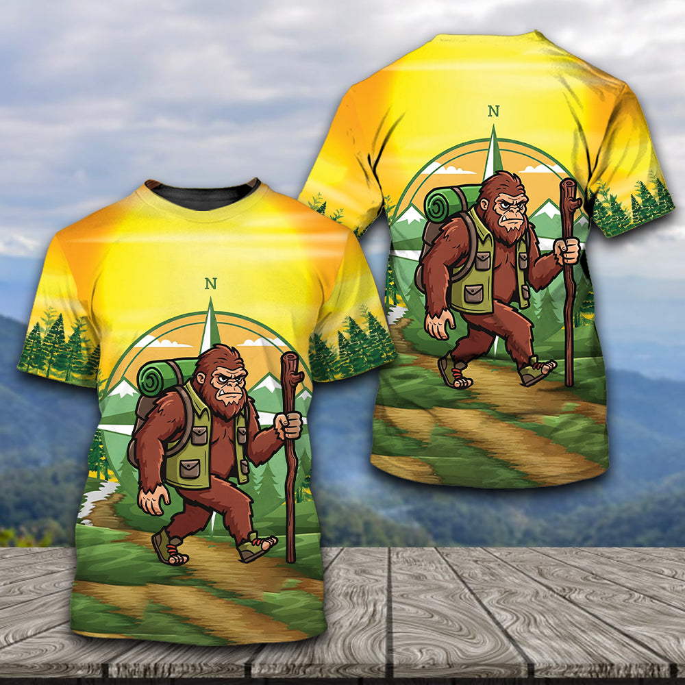 Funny Bigfoot Hiking All Over Print Shirt
