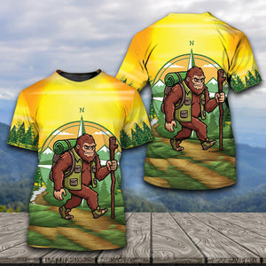Funny Bigfoot Hiking All Over Print Shirt
