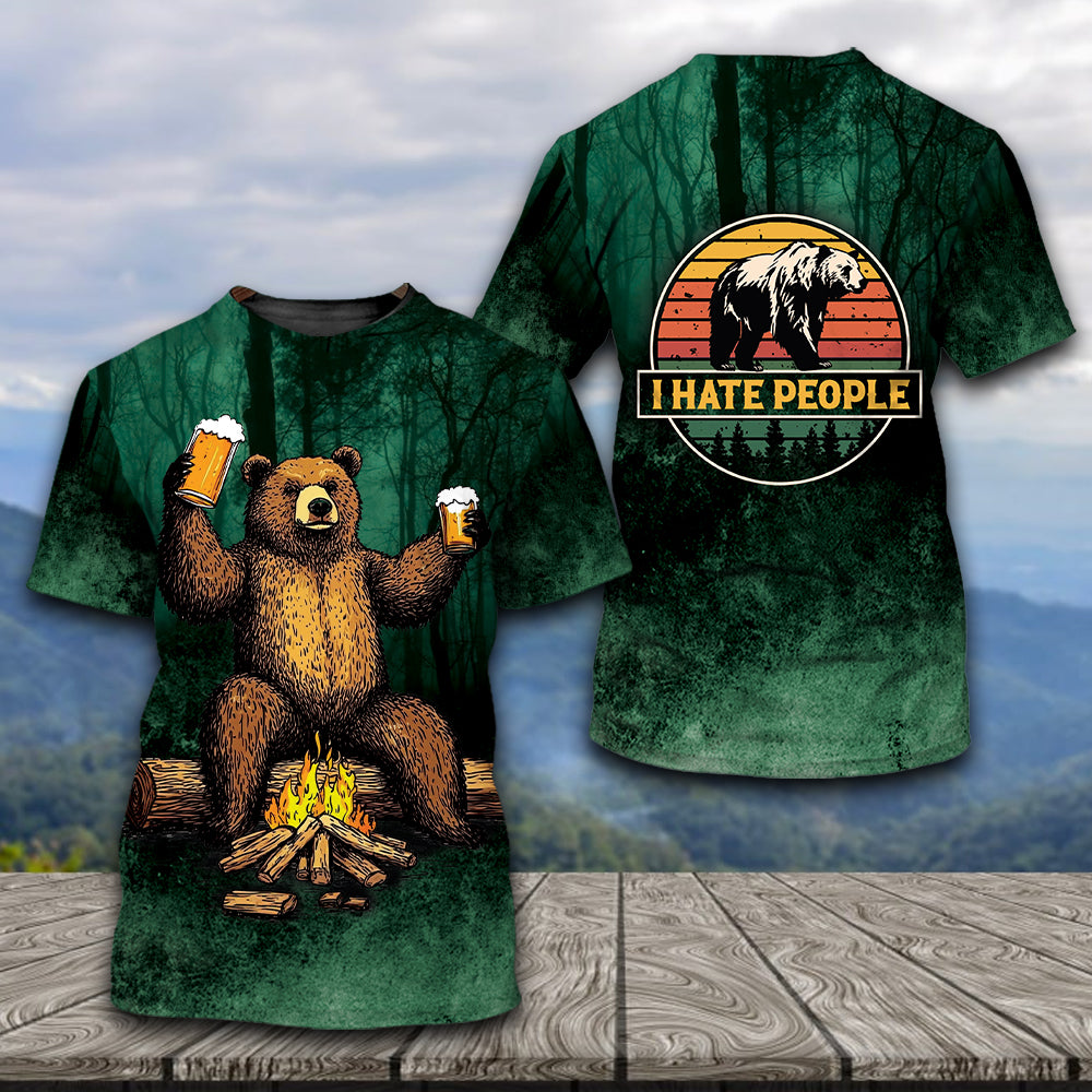 I Hate People Drinking Bear All Over Print Shirt
