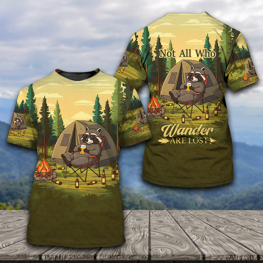 Funny Raccoon Drinking Not All Who Wander Are Lost All Over Print