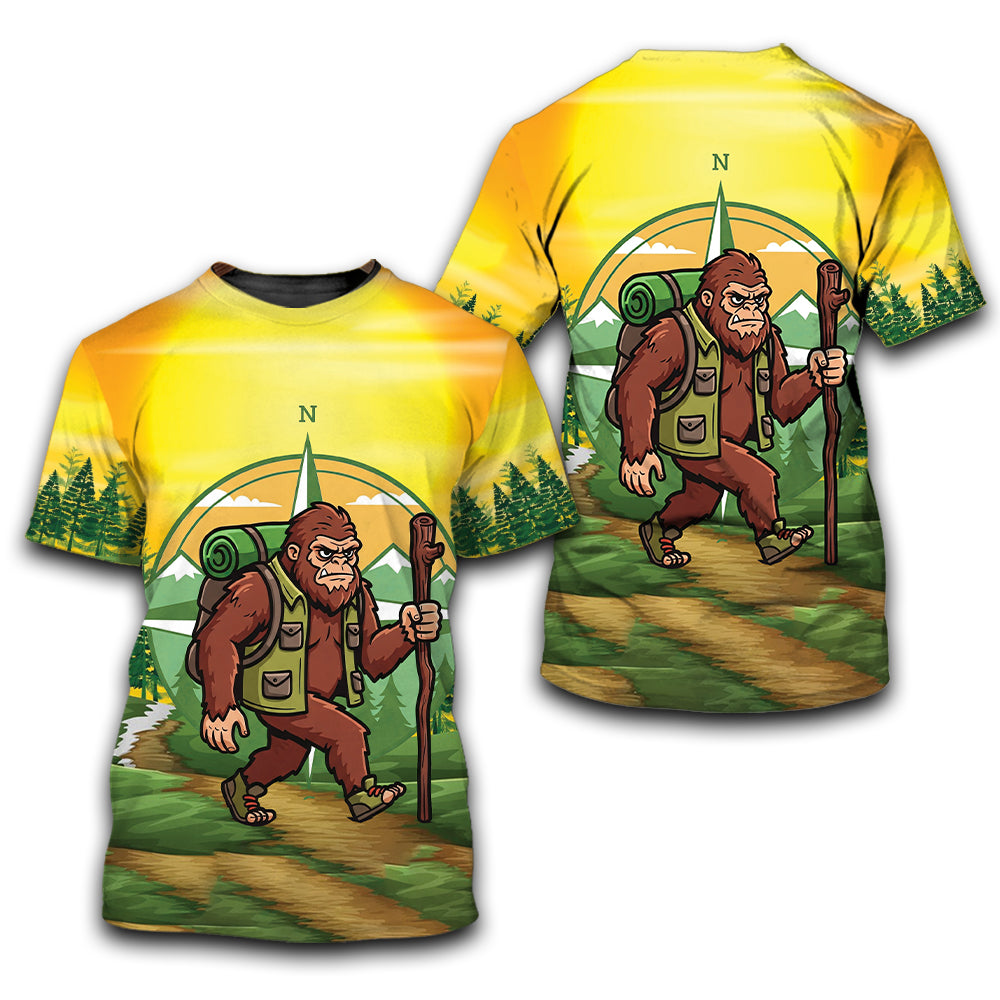Funny Bigfoot Hiking All Over Print Shirt