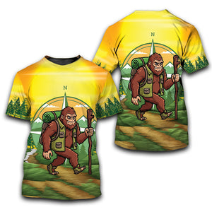 Funny Bigfoot Hiking All Over Print Shirt