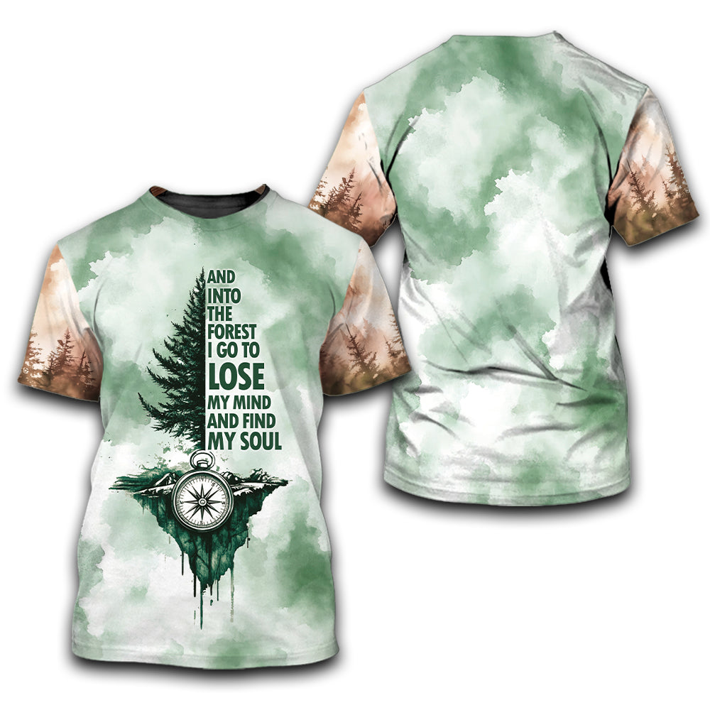 Into The Forest I Go Green Compass All Over Print Shirt