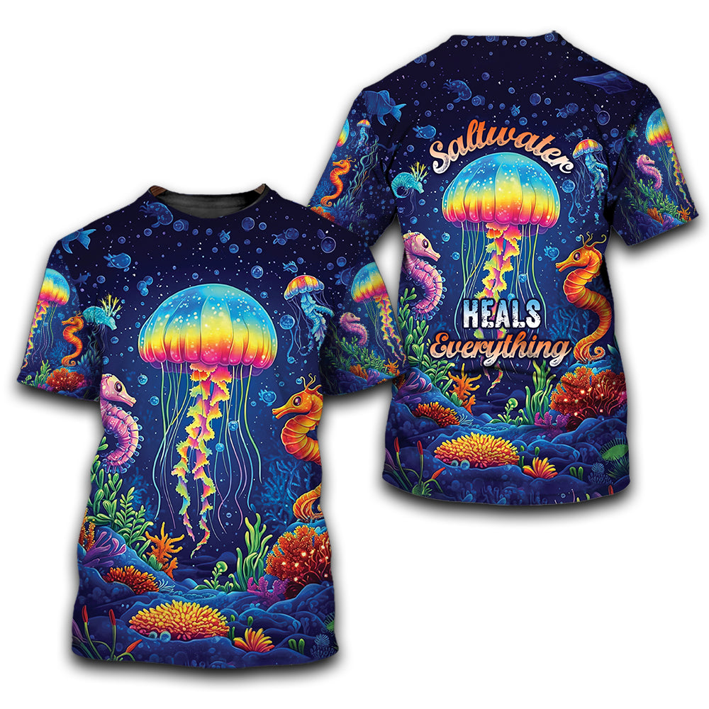 Saltwater Heals Everything Jellyfish All Over Print Shirt