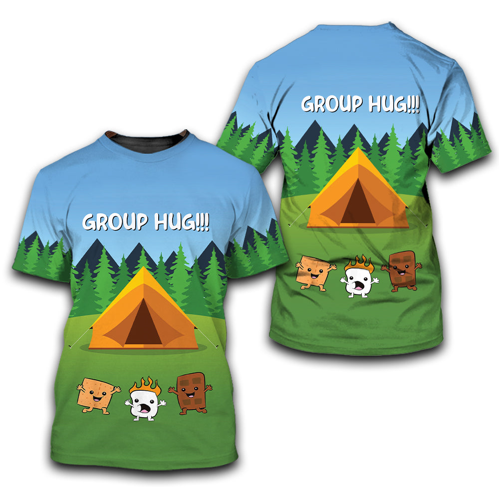 Funny Group Hugs Camping All Over Print Shirt