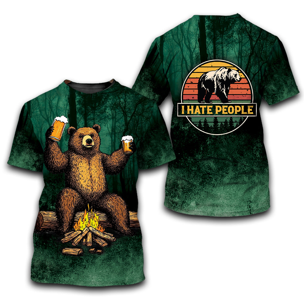 I Hate People Drinking Bear All Over Print Shirt