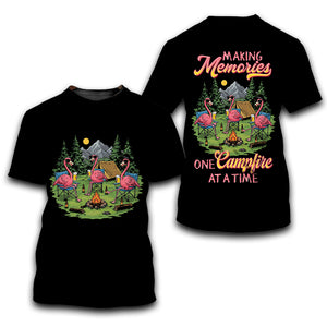 Funny Flamingo Making Memories Campfire All Over Print Shirt