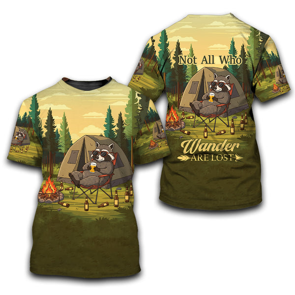 Funny Raccoon Drinking Not All Who Wander Are Lost All Over Print