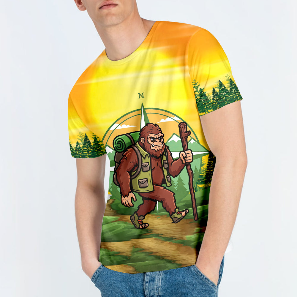 Funny Bigfoot Hiking All Over Print Shirt