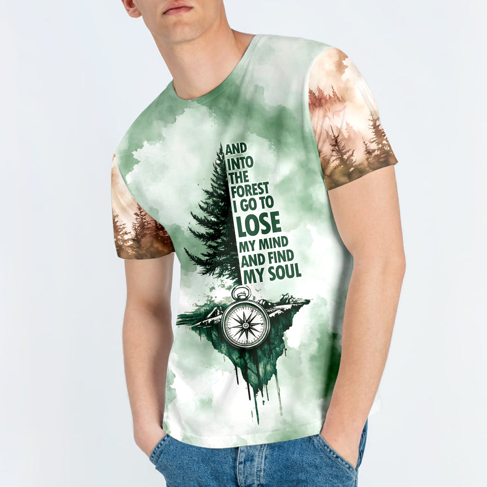 Into The Forest I Go Green Compass All Over Print Shirt