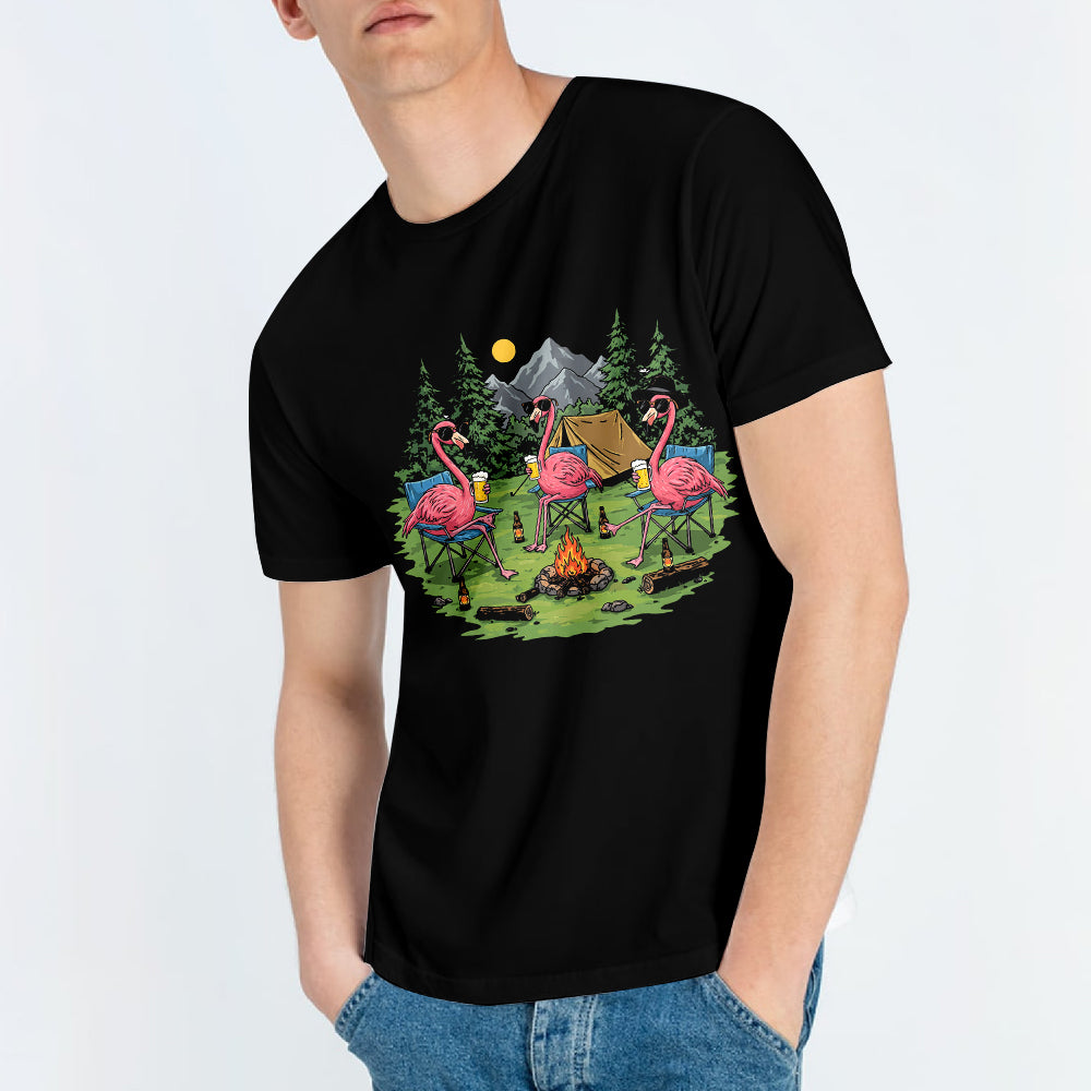 Funny Flamingo Making Memories Campfire All Over Print Shirt