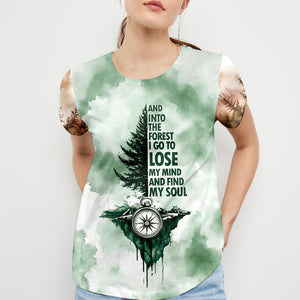 Into The Forest I Go Green Compass All Over Print Shirt