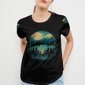 Skeleton Camping Crew – Spooky Vibes All Over Print Shirt