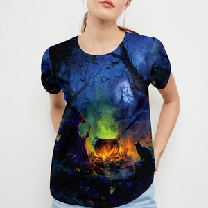 Witch’s Campfire Cauldron  All Over Print Shirt