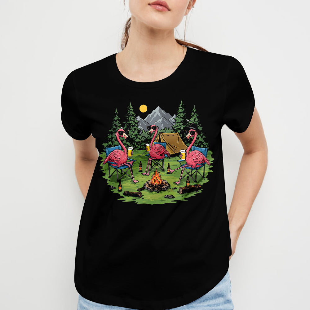 Funny Flamingo Making Memories Campfire All Over Print Shirt