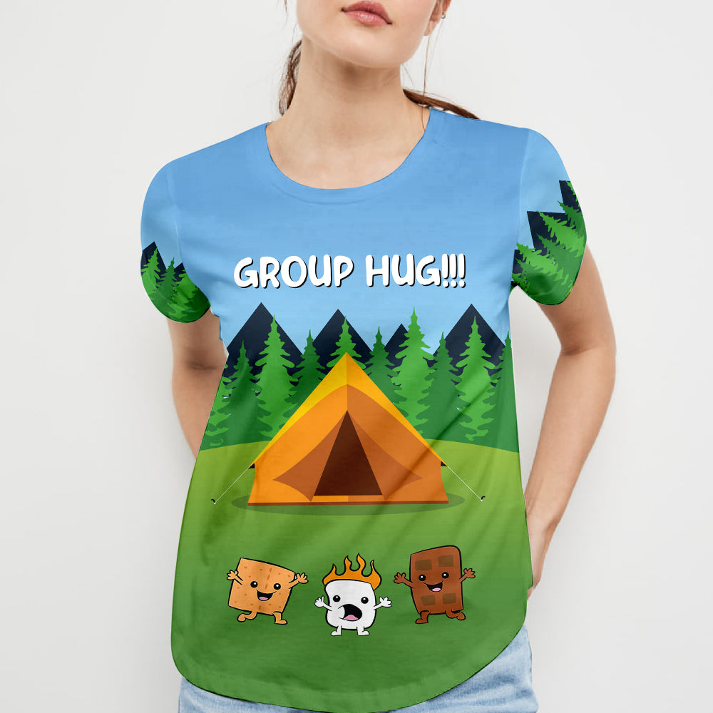 Funny Group Hugs Camping All Over Print Shirt