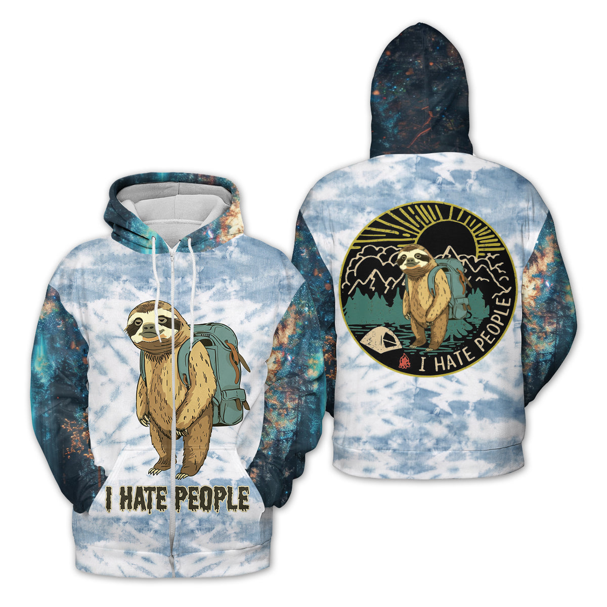 Camping Lazy Sloth I Hate People All Over Print Shirt