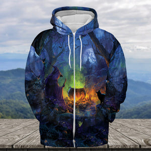 Witch’s Campfire Cauldron  All Over Print Shirt