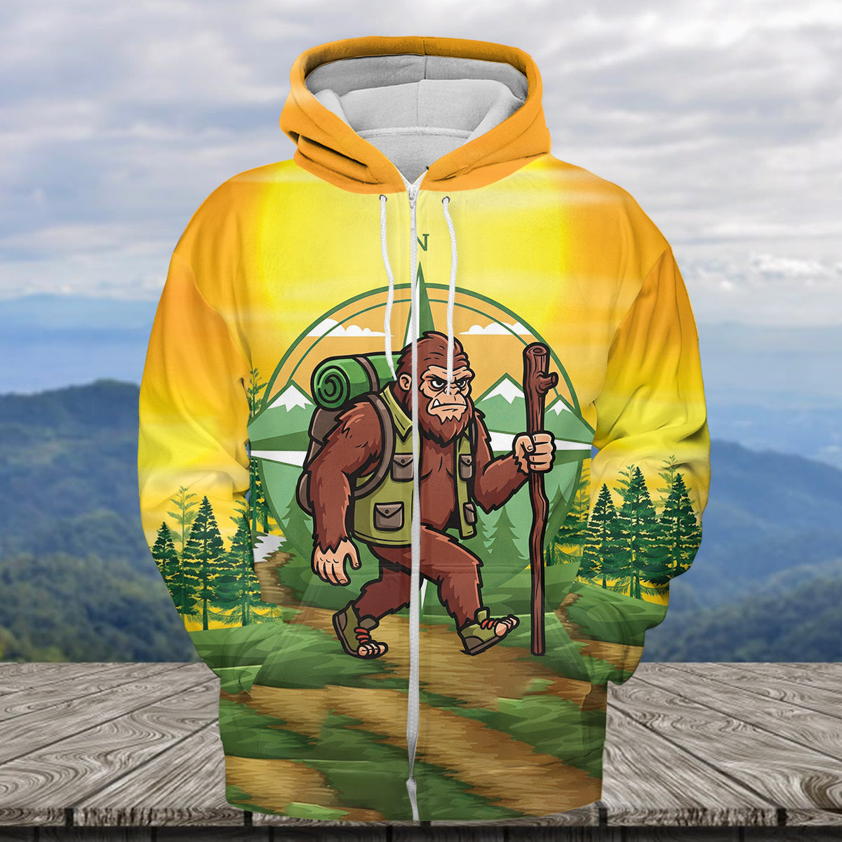 Funny Bigfoot Hiking All Over Print Shirt