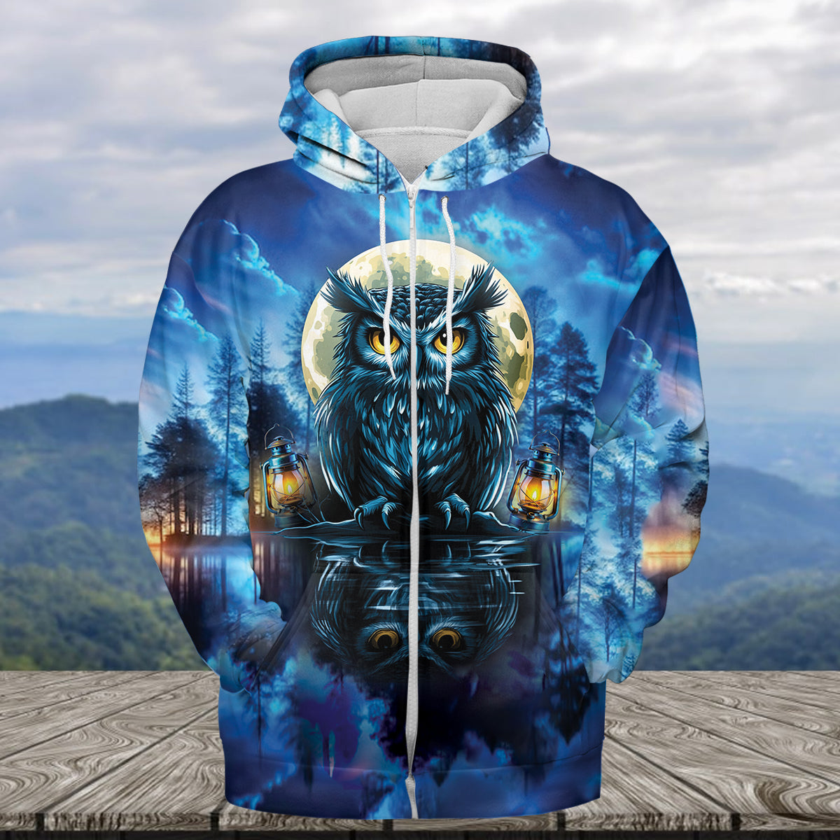 Owl In Dark Night Fantasy Art All Over Print Shirt