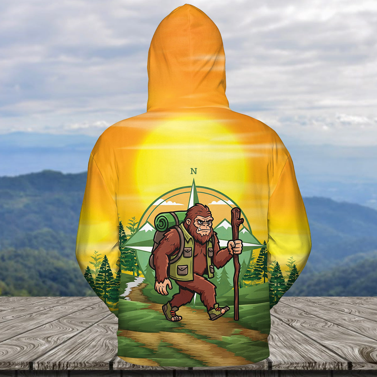 Funny Bigfoot Hiking All Over Print Shirt
