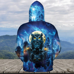 Owl In Dark Night Fantasy Art All Over Print Shirt