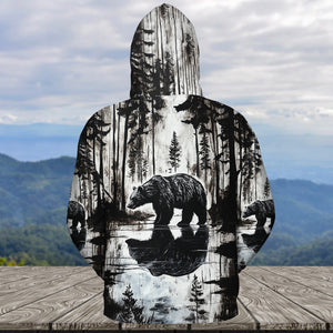 Bear Black And White Art All Over Print Shirt
