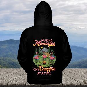 Funny Flamingo Making Memories Campfire All Over Print Shirt