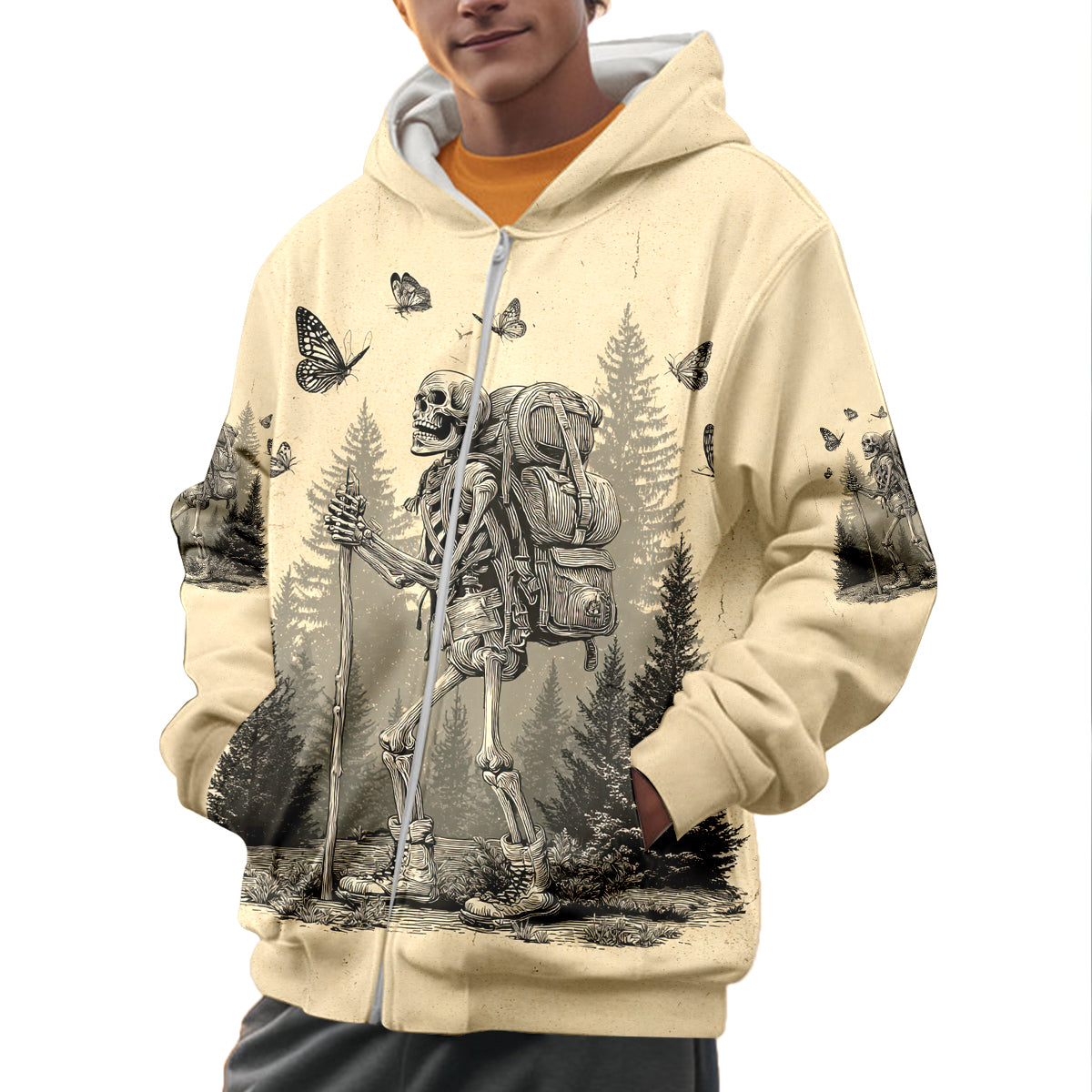 Skeleton Wanderer Vintage Hiking All Over Print Shirt