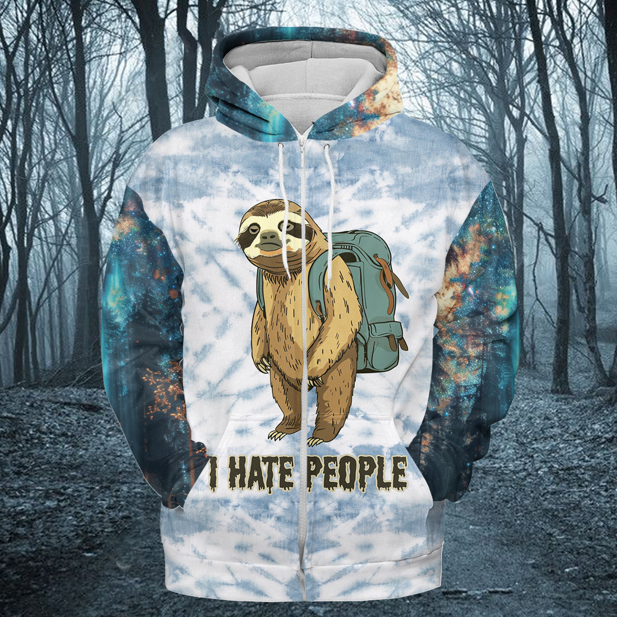 Camping Lazy Sloth I Hate People All Over Print Shirt